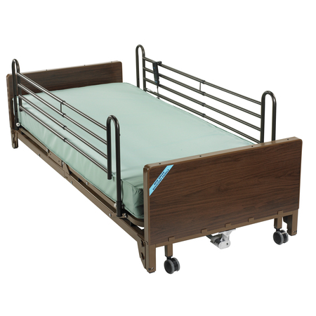 DRIVE MEDICAL Delta Ultra Light Full Electric Low Hospital Bed w/ Rails & Mattress 15235bv-pkg